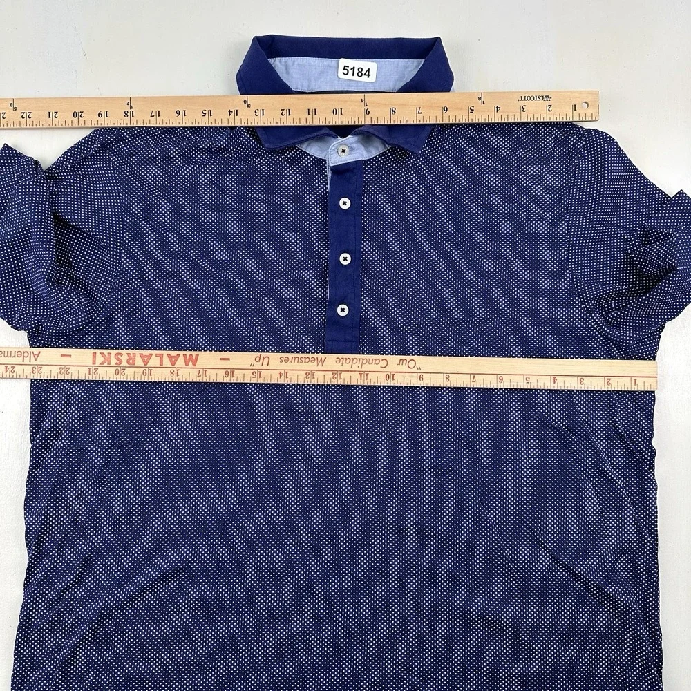 VTG Ralph Lauren Polo Golf Polka Dot Performance Shirt Men XL Blue Pima Cotton